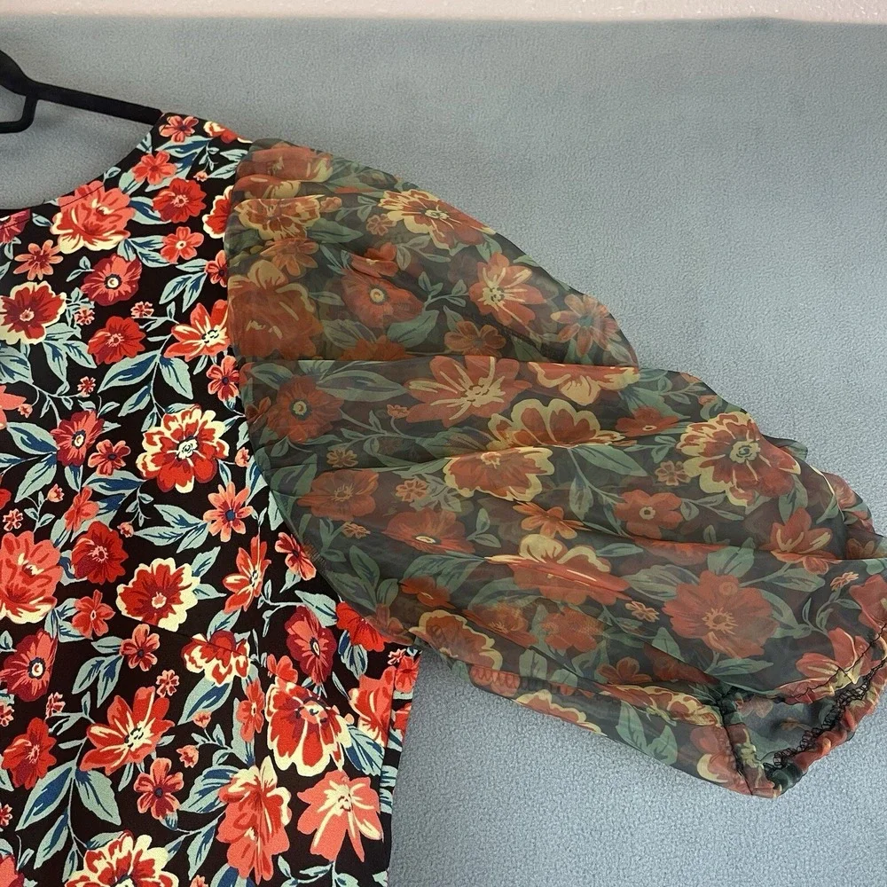 Torrid Mini Scuba‎ Crepe Organza High Neck Puff Sleeve Dress Women Size 26
